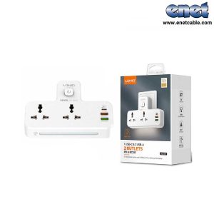 چند راهی برق ۲ خانه LDNIO مدل SC2311 + شارژر USB و Type-C