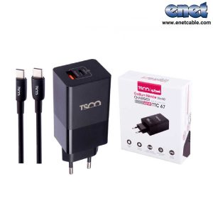 کلگی شارژر ۶۵W همراه با کابل دوسرType-C تسکو مدل TTC67