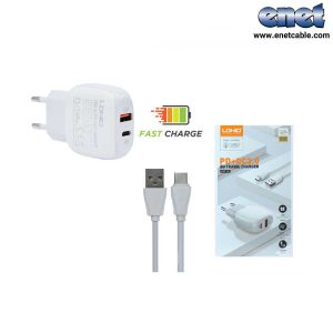 آداپتور شارژر همراه با کابل تایپ سی LDNIO-A2313