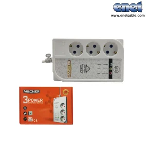 محافظ برق یخچال ۳ خانه ۱٫۸ متری مغزی سرامیک ارت دار MACHER-MR204