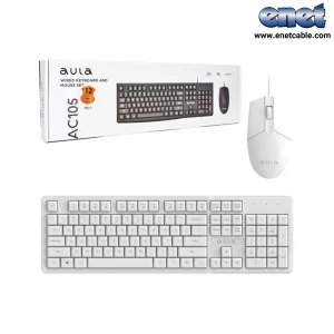 کیبورد و موس باسیم AULA-AC105 سفید
