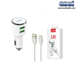 شارژر فندکی همراه با کابل تایپ سی  (۱۷W)LDNIO-C29