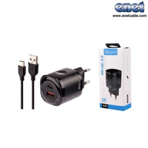 شارژر دیواری ۲ پورت + کابل Type-c وریتی مدل AP2125