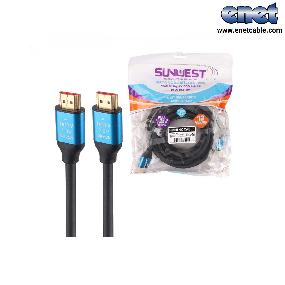 کابل HDMI 4K سان وست Sunwest طول ۵ متر