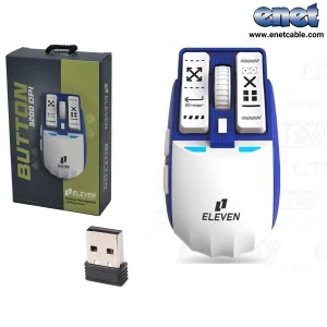 موس بی سیم و بلوتوثی سفیدآبی BUTTON الون/ELEVEN