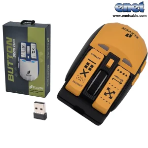 موس بی سیم وبلوتوثی مشکی نارنجی BUTTON الون/ELEVEN