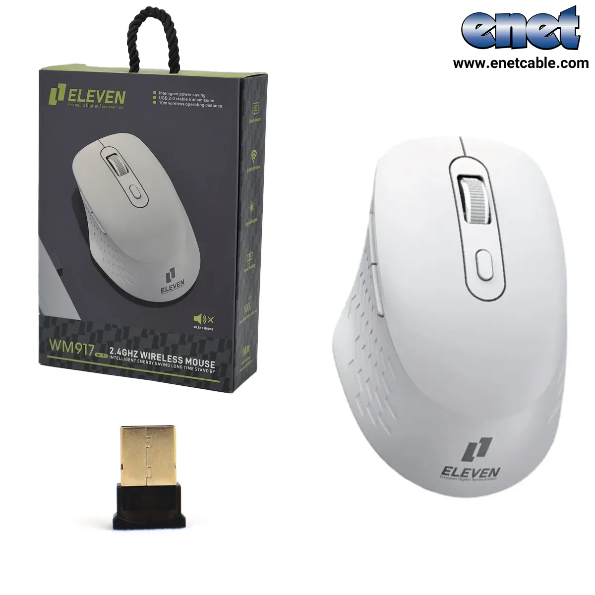 موس بی سیم و بیصدا الون سفید ELEVEN-WM917