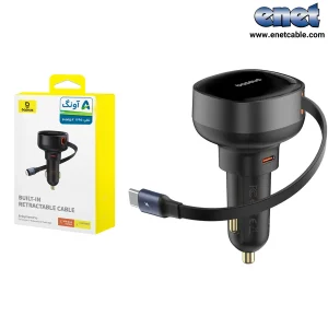 شارژر فندکی ۶۰وات کابل تایپ سی جمع شو+۱پورت خروجی تایپ سی باسئوس/BASEUS