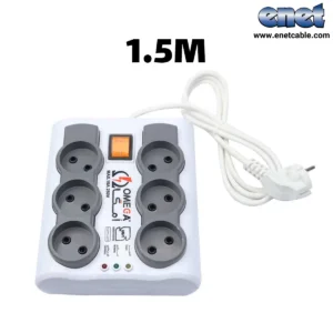 محافظ برق کامپیوتر ۶ خانه  ۱/۵ متری P6000 کلید دار امگا/OMEGA